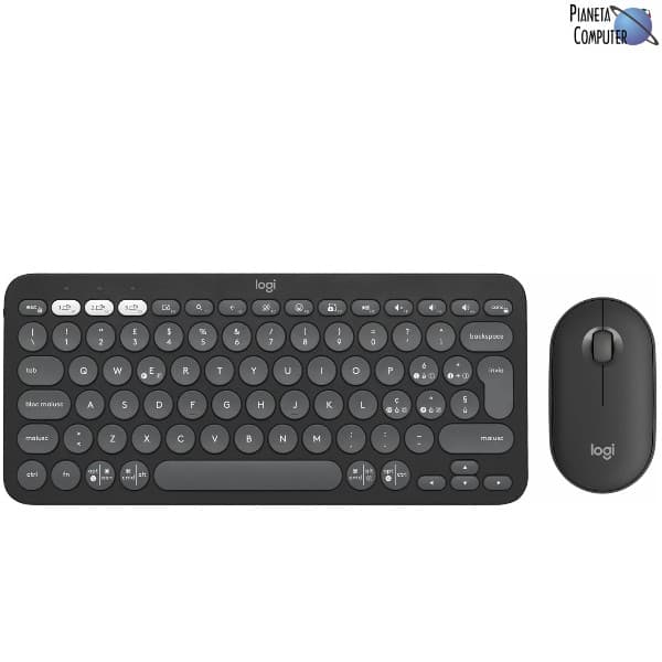 Tastiera e Mouse Cordless Logitech PEBBLE2 Combo set nero - ricevitore USB