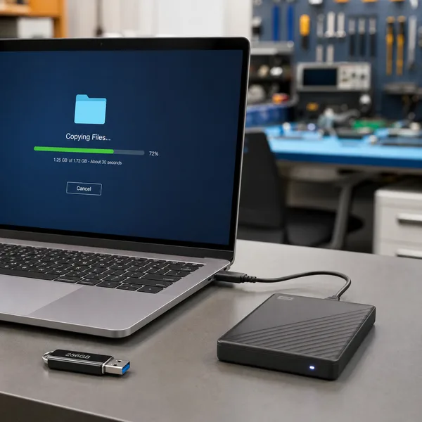 Backup dei dati del computer su disco esterno prima dell'assistenza