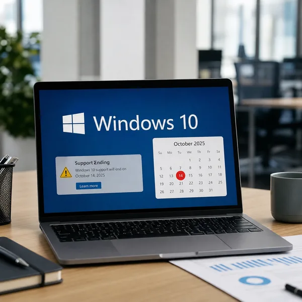 Windows 10 e calendario fine supporto sullo schermo di un portatile