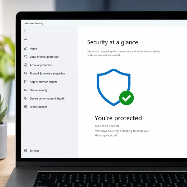 Windows Security e protezione antivirus attiva su PC Windows