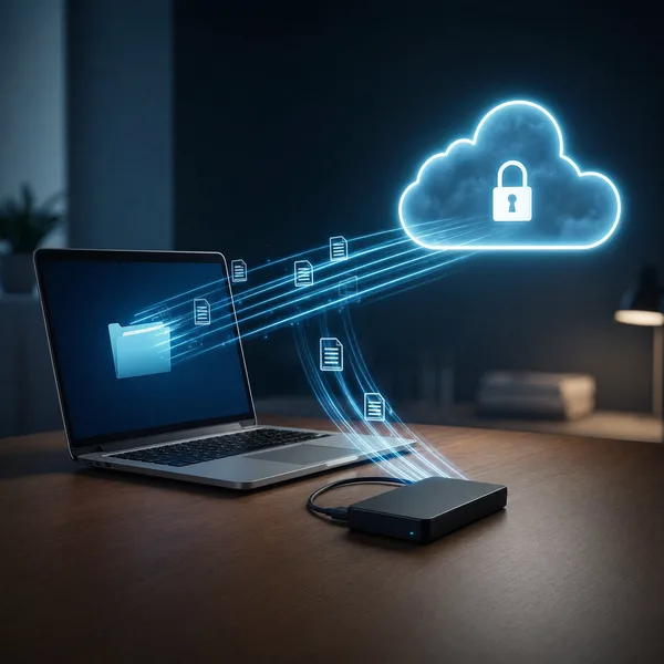 Backup cloud e disco esterno per proteggere i dati del computer