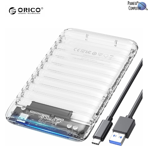 BOX esterno ORICO per HDD/SSD SATA da 2.5" 2139C3 Trasparente - USB 3.0 in Type-C