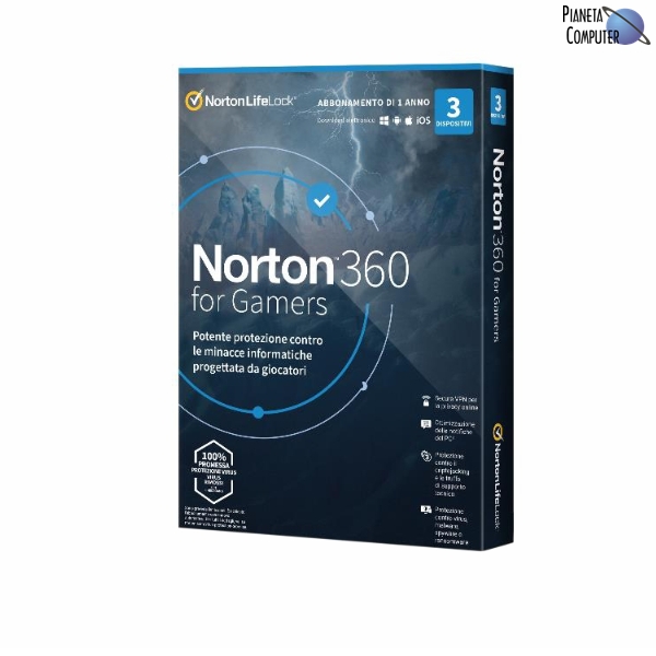 Symantec NORTON 360 for Gamers 12 mesi - 3 Dispositivi (Computer, Tablet e Smartphone)