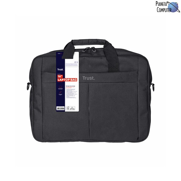 Borsa notebook 16" TRUST modello PRIMO con tracolla - Colore NERO
