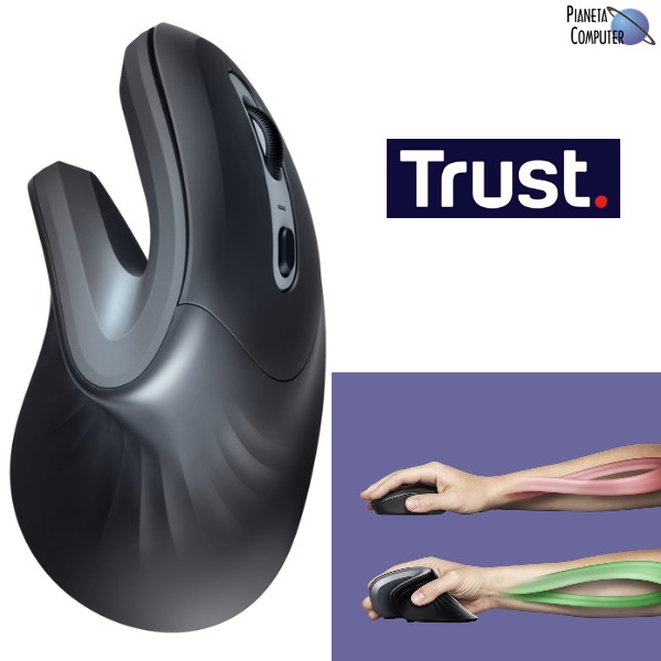 Mouse Cordless TRUST Ergonomico VERRO ERGO MOUSE, senza fili.