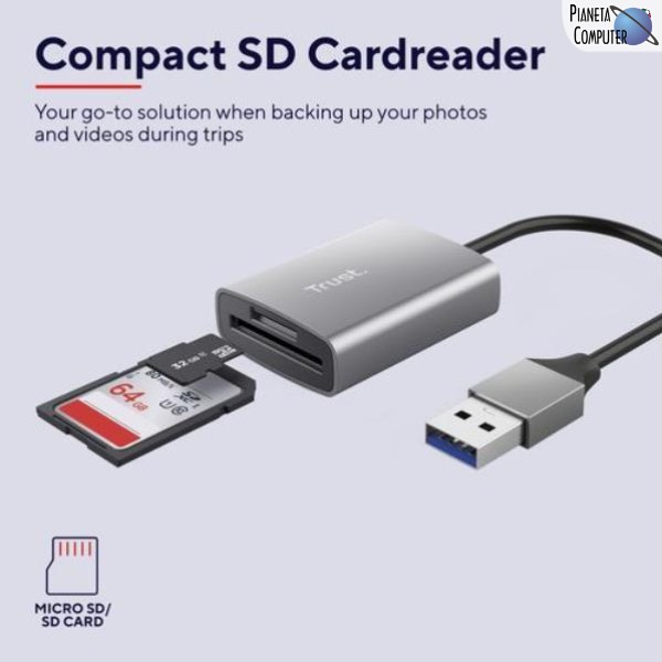 Lettore esterno di Memory Card Trust Dalyk USB-A microSD SD - USB