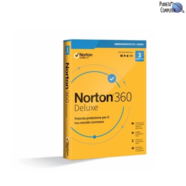 Symantec NORTON 360 Deluxe 12 mesi - 3 Dispositivi (Computer, Tablet e Smartphone)