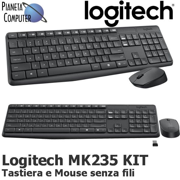 Tastiera e Mouse Cordless Logitech MK235 - ricevitore USB