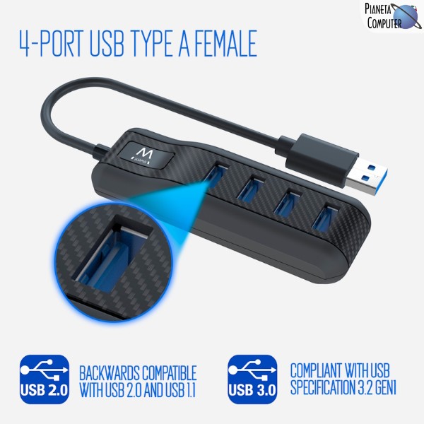 HUB USB 3.1 esterno Ewent con 4 porte - autoalimentato (EW1138)