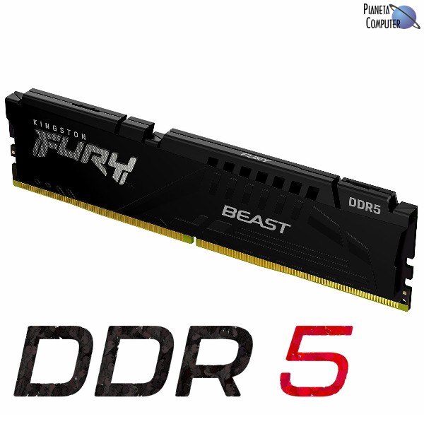 Memoria DDR5 da 16GB a 6000MHz CL30 Kingston FURY Beast con dissipatore in alluminio KF560C30BBE-16 (EXPO/XMP)
