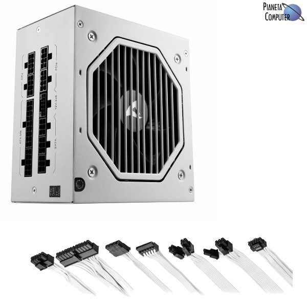 Alimentatore ATX - Sharkoon REBEL P20 ATX 3.1 da 850W Silent, Cybenetics Gold FULL Modulare (WHITE) 12VHPWR