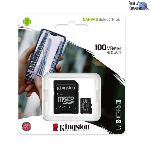 MICRO SECURE DIGITAL KINGSTON Class 10 da 64GB SDHC con adattatore SD - SDCS2/64GB