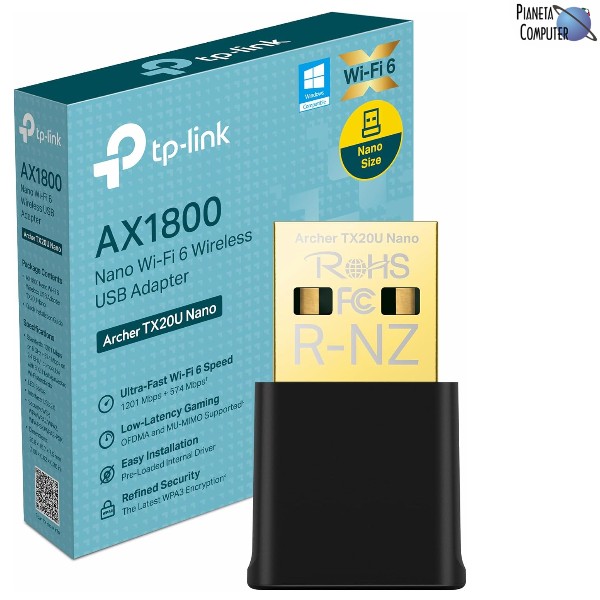 Network WIFI esterno TP-LINK ARCHER TX20U NANO AX1800 Dual Band Wifi 6 - USB